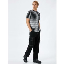 Koton Basic Tshirt  Bisiklet Yaka Kısa Kollu Fitilli - - 4Wam10060Hk - Kahverengi - S