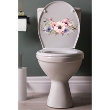 Echo Home Klozet Sticker Pembe Mor Güller Teamalı Banyo Sticker