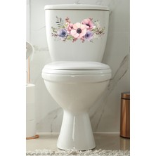 Echo Home Klozet Sticker Pembe Mor Güller Teamalı Banyo Sticker