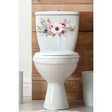 Echo Home Klozet Sticker Pembe Mor Güller Teamalı Banyo Sticker