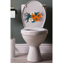 Echo Home Turuncu Beyaz Kır Çiçekleri Klozet Sticker Banyo Sticker