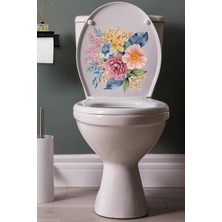 Echo Home Sulu Boya Mor Pembe Lila Güller Klozet Sticker Banyo Sticker