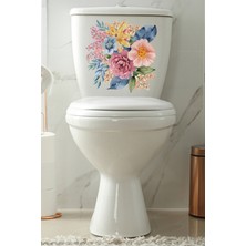 Echo Home Sulu Boya Mor Pembe Lila Güller Klozet Sticker Banyo Sticker