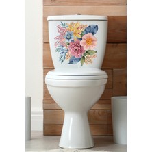 Echo Home Sulu Boya Mor Pembe Lila Güller Klozet Sticker Banyo Sticker