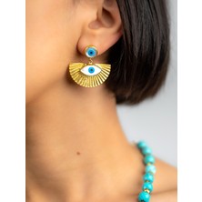 Flechazo Jewelry Nazar Boncuklu Sedefli Sallanan Küpe