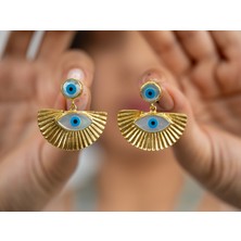 Flechazo Jewelry Nazar Boncuklu Sedefli Sallanan Küpe