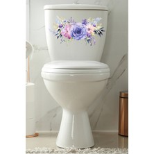 Echo Home Sulu Boya Mor Renkli Güller Klozet Sticker Banyo Sticker