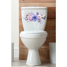 Echo Home Sulu Boya Mor Renkli Güller Klozet Sticker Banyo Sticker