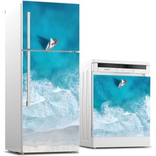 Sticker Art Buzdolabı ve Bulaşık Makinası Beyaz Eşya Sticker Kaplama Deniz Yat