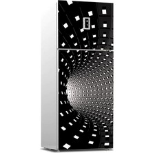 Sticker Art Buzdolabı Sticker Kaplama Dolap Kaplama Etiketi 3D Tünel Kareler