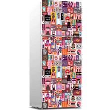 Sticker Art Buzdolabı Sticker Kaplama Dolap Kaplama Etiketi Pop Art Music Collage