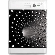 Sticker Art Bulaşık Makinesi Sticker Kaplama Beyaz Eşya Kaplama 3D Tünel Kareler