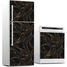 Sticker Art Buzdolabı ve Bulaşık Makinası Beyaz Eşya Sticker Kaplama Siyah Çizgiler