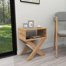 Enda Home X Ayaklı Dergilikli Başucu Komodin Yan Sehpa Çam