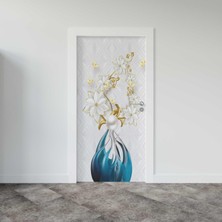 Sticker Art Kapı Giydirme Kapı Sticker Folyosu 3D Çiçek ve Kelebek