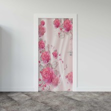 Sticker Art Kapı Giydirme Kapı Sticker Folyosu Pembe Güller