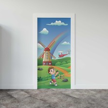 Sticker Art Kapı Giydirme Kapı Sticker Folyosu Helikopter Değirmen