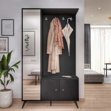 Robin Home Arya Aynalı Vestiyer Portmanto Ayakkabılık Ahşap Ayak  AR65