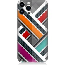 Karizma Tablo Apple iPhone 14 Pro Max Uyumlu Silikon Kılıf Renkli Pastel Şeritler
