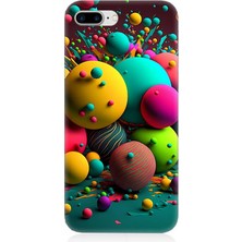 Karizma Tablo Apple iPhone 8 Plus Uyumlu Silikon Kılıf Renkli Küre Daireler