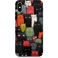 Karizma Tablo Apple iPhone x Uyumlu Silikon Kılıf Komik Kedi Yüzleri