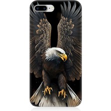 Karizma Tablo Apple iPhone 8 Plus Uyumlu Silikon Kılıf Beyaz Başlı Kara Kartal