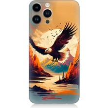 Karizma Tablo Apple iPhone 13 Pro Max Uyumlu Silikon Kılıf Uçan Siyah Beyaz Kartal