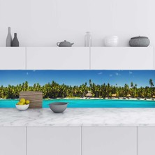 Sticker Art Mutfak Tezgah Arası Folyo Fayans Kaplama Folyosu Palmiye Ada 60X500 cm