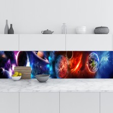 Sticker Art Mutfak Tezgah Arası Folyo Fayans Kaplama Folyosu Uzay Sahnesi 60X200 cm