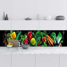 Sticker Art Mutfak Tezgah Arası Folyo Fayans Kaplama Folyosu Taze Sebzeler 60X500 cm