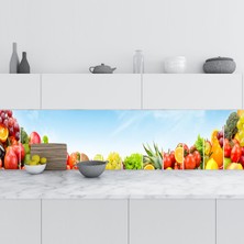 Sticker Art Mutfak Tezgah Arası Folyo Fayans Kaplama Folyosu Sebze Meyve Blue Sky 60X400 cm