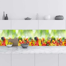 Sticker Art Mutfak Tezgah Arası Folyo Fayans Kaplama Folyosu Sebze Meyveler Yeşil 60X100 cm