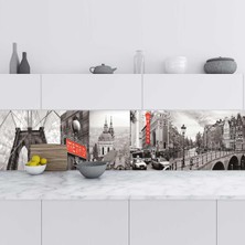 Sticker Art Mutfak Tezgah Arası Folyo Fayans Kaplama Folyosu Retro Siyah Beyaz 60X500 cm