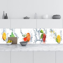 Sticker Art Mutfak Tezgah Arası Folyo Fayans Kaplama Folyosu Meyveler Su Pano 60X300 cm