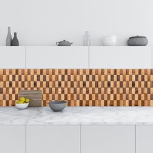Sticker Art Mutfak Tezgah Arası Folyo Fayans Kaplama Folyosu Kare Ahşap 60X300 cm