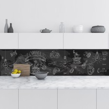 Sticker Art Mutfak Tezgah Arası Folyo Fayans Kaplama Folyosu Coffee Menu 60X100 cm