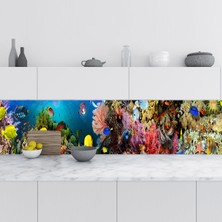 Sticker Art Mutfak Tezgah Arası Folyo Fayans Kaplama Folyosu Deniz Mercanları 60X300 cm