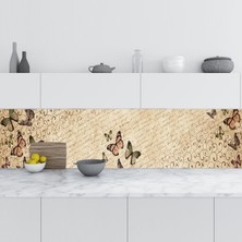 Sticker Art Mutfak Tezgah Arası Folyo Fayans Kaplama Folyosu Vintage Kelebek 60X200 cm