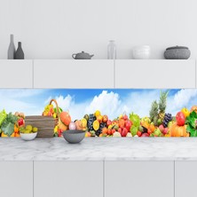 Sticker Art Mutfak Tezgah Arası Folyo Fayans Kaplama Folyosu Sebze Meyve Gökyüzü 60X100 cm