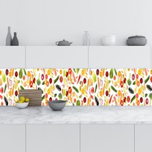 Sticker Art Mutfak Tezgah Arası Folyo Fayans Kaplama Folyosu Sebze Meyveler Kolaj 60X100 cm