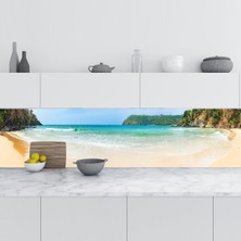 Sticker Art Mutfak Tezgah Arası Folyo Fayans Kaplama Folyosu Plaj Manzara 60X400 cm