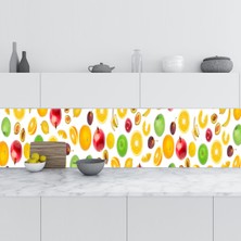 Sticker Art Mutfak Tezgah Arası Folyo Fayans Kaplama Folyosu Meyve Kolaj 60X500 cm