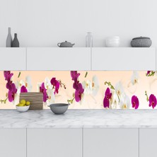 Sticker Art Mutfak Tezgah Arası Folyo Fayans Kaplama Folyosu Orkide Panoramik 60X100 cm