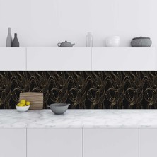 Sticker Art Mutfak Tezgah Arası Folyo Fayans Kaplama Folyosu Siyah Çizgiler 60X400 cm