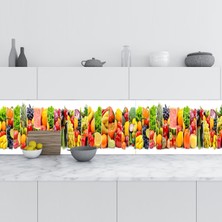 Sticker Art Mutfak Tezgah Arası Folyo Fayans Kaplama Folyosu Sebze Meyve Dikey 60X200 cm