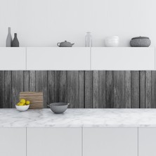 Sticker Art Mutfak Tezgah Arası Folyo Fayans Kaplama Folyosu Ahşap Doku Siyah 60X200 cm