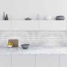 Sticker Art Mutfak Tezgah Arası Folyo Fayans Kaplama Folyosu Beyaz Parke Doku 60X300 cm