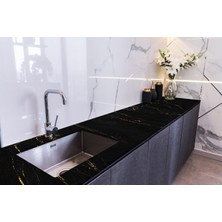 Sticker Art Tezgah Üstü Fayans Kaplama Folyosu Mutfak Tezgahı Kaplama Black Golden Onyx 70 cm x 4 Metre