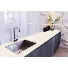 Sticker Art Tezgah Üstü Fayans Kaplama Folyosu Mutfak Tezgahı Kaplama Fildişi Mermer Doku 70 cm x 1 Metre