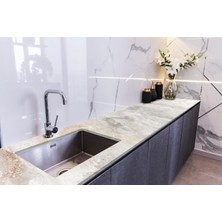 Sticker Art Tezgah Üstü Fayans Kaplama Folyosu Mutfak Tezgahı Kaplama Doğal Mermer Desen 70 cm x 2 Metre